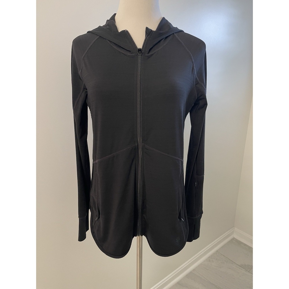 Athleta Pacifica Baja UPF Hooded Jacket Cover-Up Black Size Small #755726